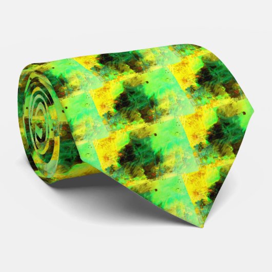 Green Yellow Original Abstract Stropdas (Opgerold)