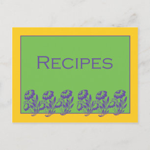 Green Yellow Paars Floral Recipe Card Briefkaart