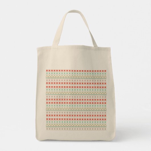 Green-Yellow-Red Pixel knit Pattern Tote Bag (Achterkant)