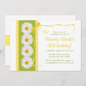 Green Yellow Shasta Daisy Birthday Invitation Kaart (Voorkant / Achterkant)