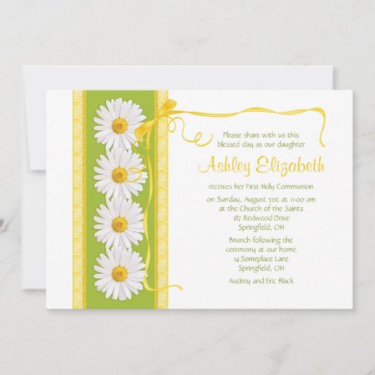 Green Yellow Shasta Daisy Communion Kaart (Voorkant)