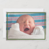 Green/Yellow Striped Made in Texas Photo Baby Aankondiging (Achterkant)
