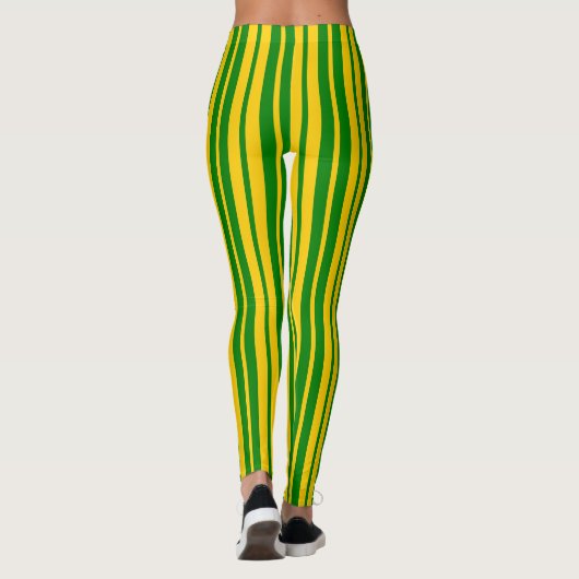 Green Yellow Stylish Stripes Pattern Design Leggings (Achterkant)