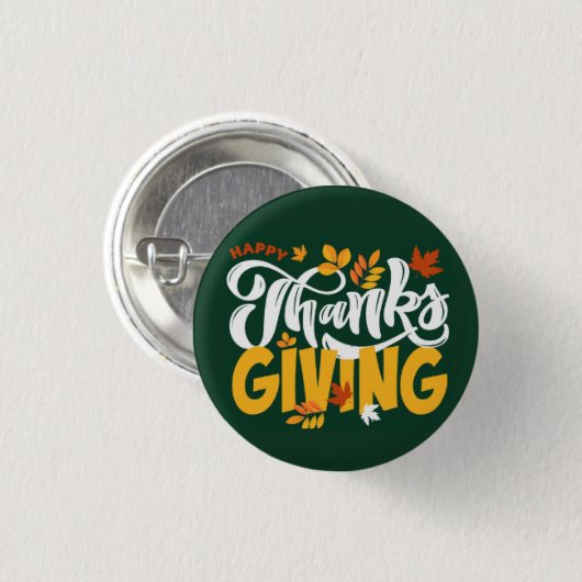Green & Yellow Thanksgiving Pin Button (Voorkant /achterkant)