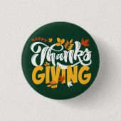 Green & Yellow Thanksgiving Pin Button (Voorkant)