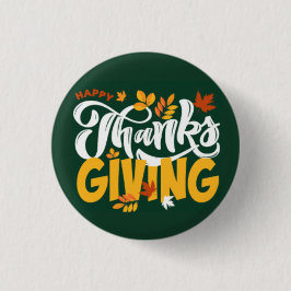Green & Yellow Thanksgiving Pin Button