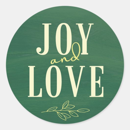 Green Yellow Waterverf Joy & Love Kerstmis Label (Voorkant)