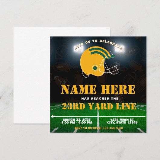 Green Yellow White Bay Football Team Verjaardag Kaart (Voorkant / Achterkant)