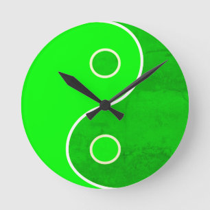 Green Yin Yang Art Ronde Klok