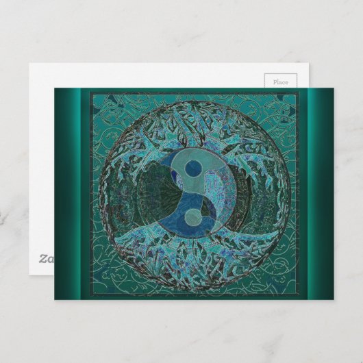 Green Yin Yang Briefkaart (Voorkant / Achterkant)