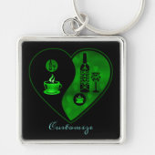 Green Yin & Yang Coffee & Wine Sleutelhanger (Voorkant)