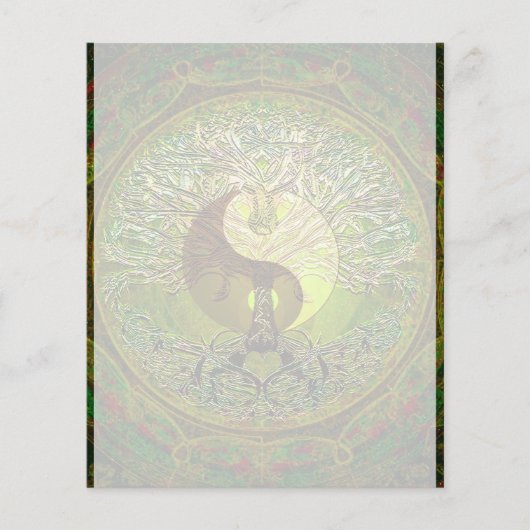 Green Yin Yang Mandala met de boom van het leven Flyer (Voorkant)