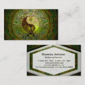Green Yin Yang Mandala met de boom van het leven Visitekaartje (Voorkant / Achterkant)