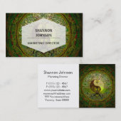 Green Yin Yang Mandala met de boom van het leven Visitekaartje (Voorkant / Achterkant)