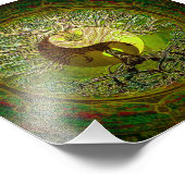Green Yin Yang met boom of Life Foto Afdruk (Hoek)