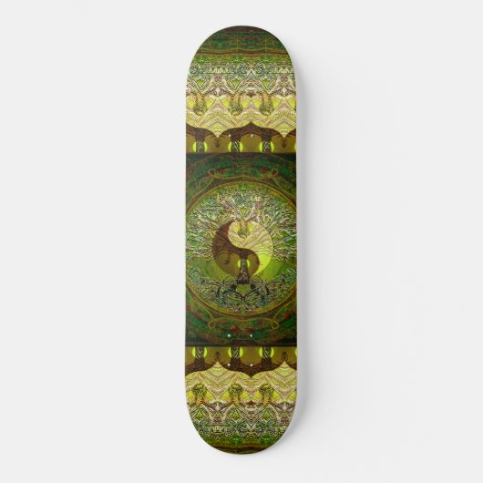 Green Yin Yang met boom of Life Persoonlijk Skateboard (Voorkant)