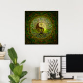Green Yin Yang met boom of Life Poster (Thuiskantoor)