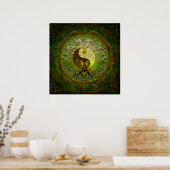 Green Yin Yang met boom of Life Poster (Keuken)