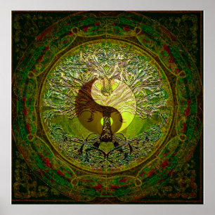 Green Yin Yang met boom of Life Poster