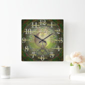 Green Yin Yang met positieve woorden Vierkante Klok (Huis)