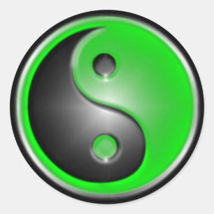 Green Yin Yang Ronde Sticker