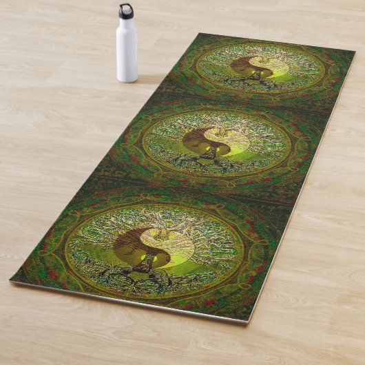 Green Yin Yang Tree of Life Namaste Yoga Mat (In situ)