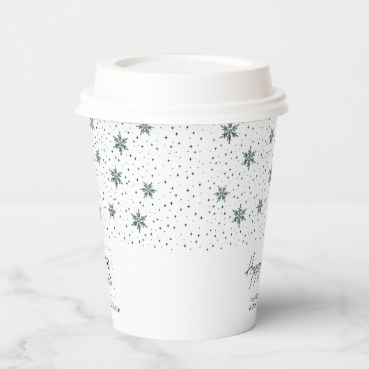 Green | Zakelijke Logo Wintervakantie Papieren Bekers (Links)