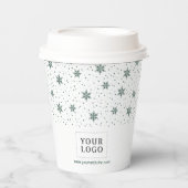Green | Zakelijke Logo Wintervakantie Papieren Bekers (Voorkant)