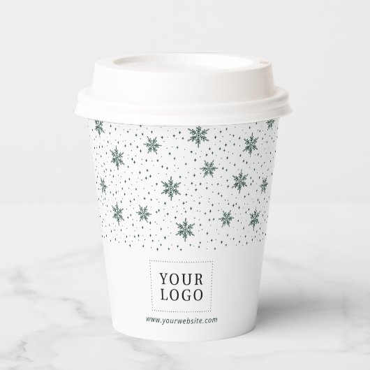 Green | Zakelijke Logo Wintervakantie Papieren Bekers (Voorkant)