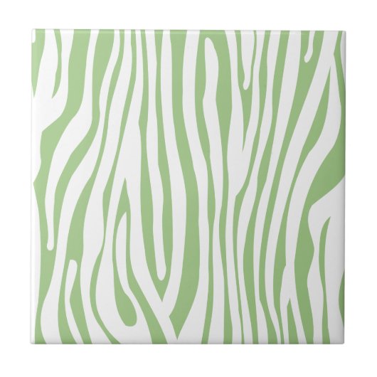 Green Zebra Animal Print Pattern Tegeltje (Voorkant)