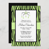 Green Zebra Mobile Hearts Baby shower Kaart (Voorkant / Achterkant)
