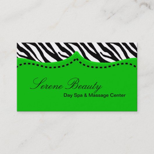Green Zebra Print Animal Pattern Visitekaartje (Voorkant)