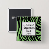 Green Zebra Print Bachelorette Button (Voorkant /achterkant)