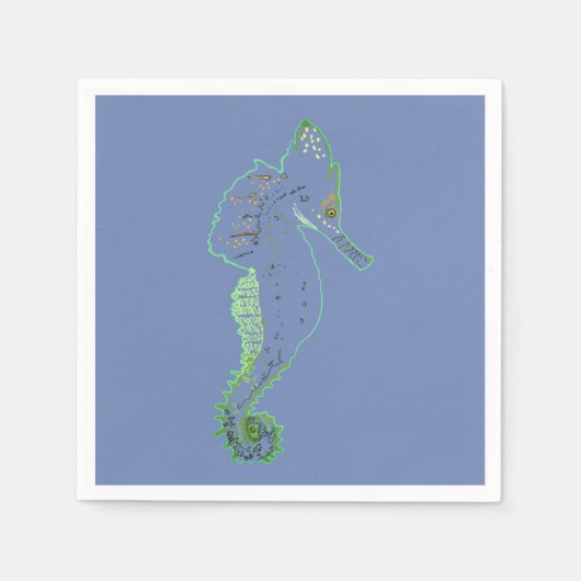 Green Zee Horse Vector Art Cocktail Napkin Servet (Voorkant)