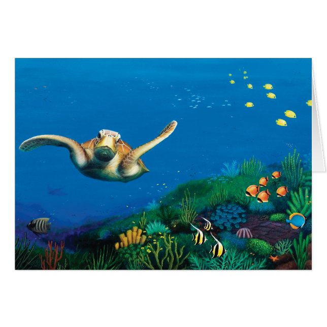 Green Zee Turtle Cadecard (Voorkant Horizontaal)