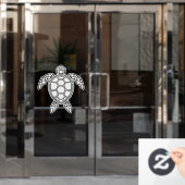 Green Zee Turtle Design - White Raamsticker (Kantoordeur)