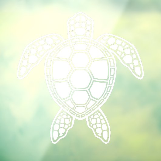 Green Zee Turtle Design - White Raamsticker (Vel 3)