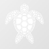 Green Zee Turtle Design - White Raamsticker (Vel)