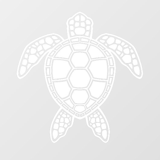Green Zee Turtle Design - White Raamsticker (Vel)