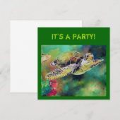 Green Zee Turtle Invitation Card Kaart (Voorkant / Achterkant)