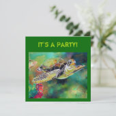 Green Zee Turtle Invitation Card Kaart (Staand voorkant)