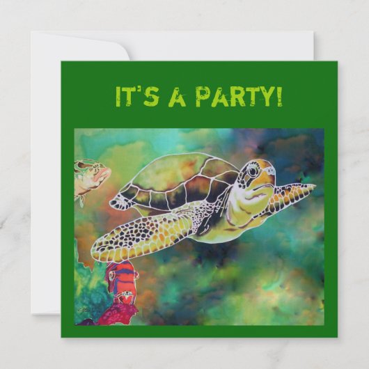 Green Zee Turtle Invitation Card Kaart (Voorkant)