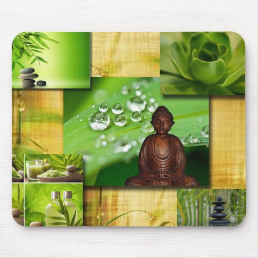 Green Zen & Buddha Serenity Collage Muismat (Voorkant)