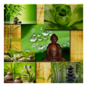 Green Zen & Buddha Serenity Collage Poster (Voorkant)