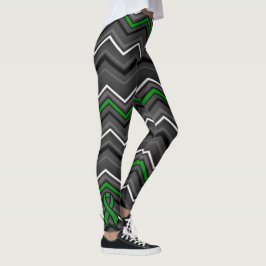 Green Zig Zag met Ribbon...C Diff Leggings