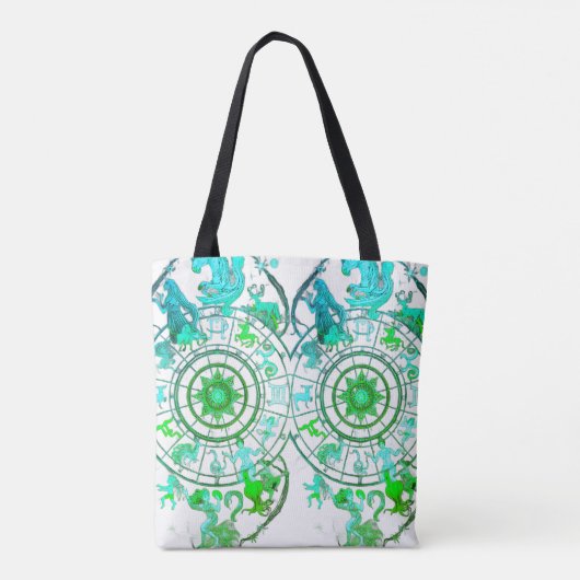 Green Zodiac Astrological Signs  on a Tote Bag (Achterkant)