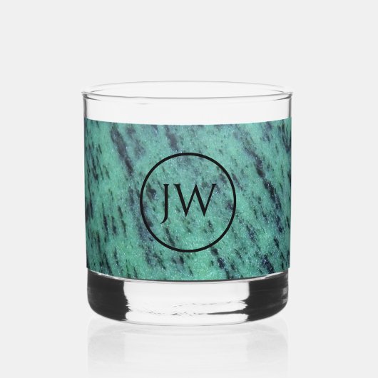 Green Zoisiet Mineral Stone Monogram Whisky Glas (Voorkant)