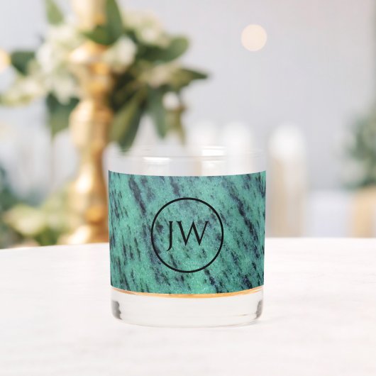 Green Zoisiet Mineral Stone Monogram Whisky Glas (Insitu (Huwelijk))
