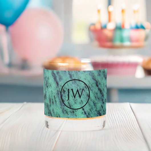 Green Zoisiet Mineral Stone Monogram Whisky Glas (Insitu (Baby Shower))