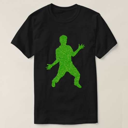 Green Zombie Halloween Glitter T-Shirt (Design voorkant)